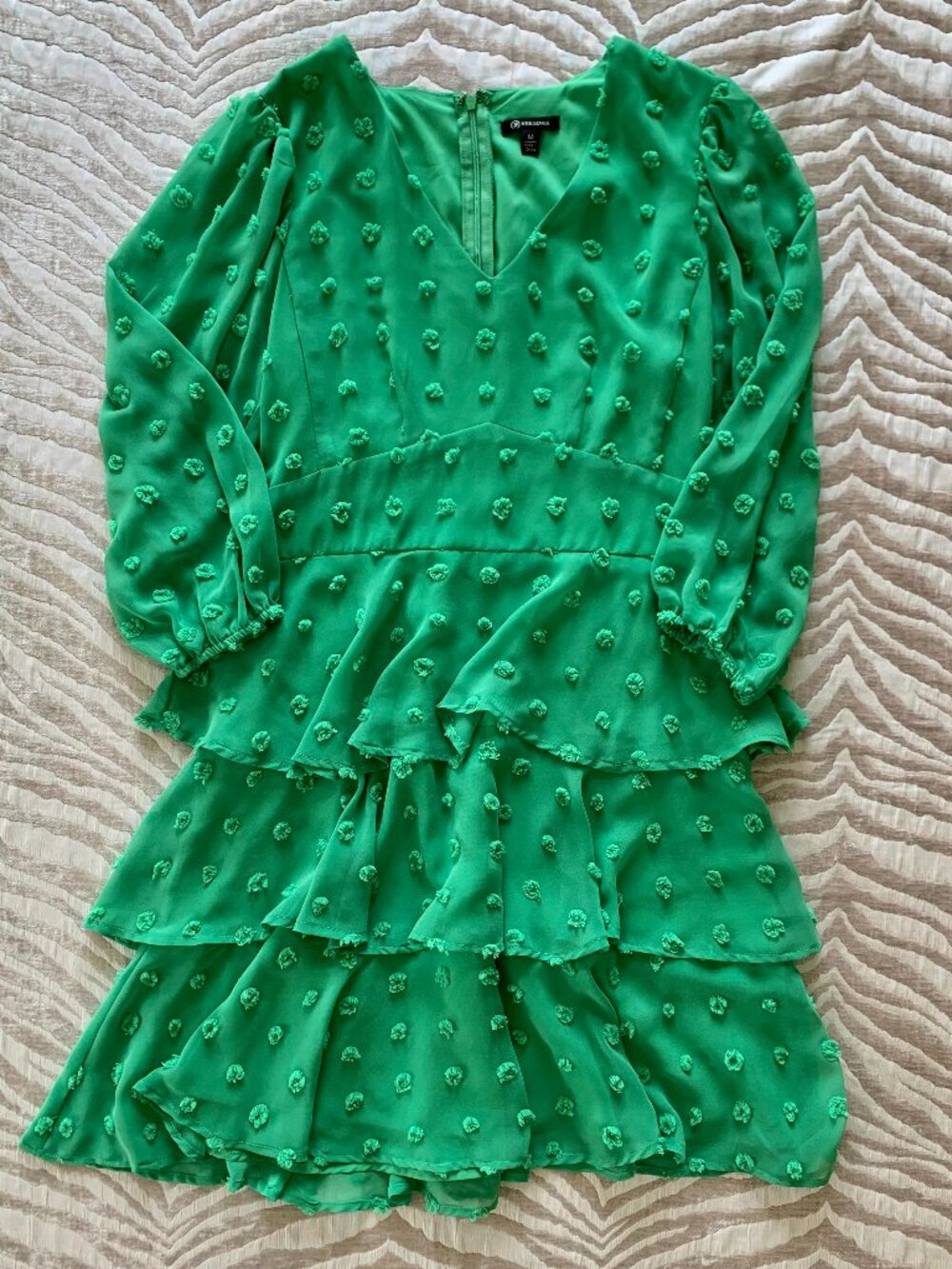 Gorgeous & Vibrant Green Swiss Dot Tiered Ruffle Mini Dress
